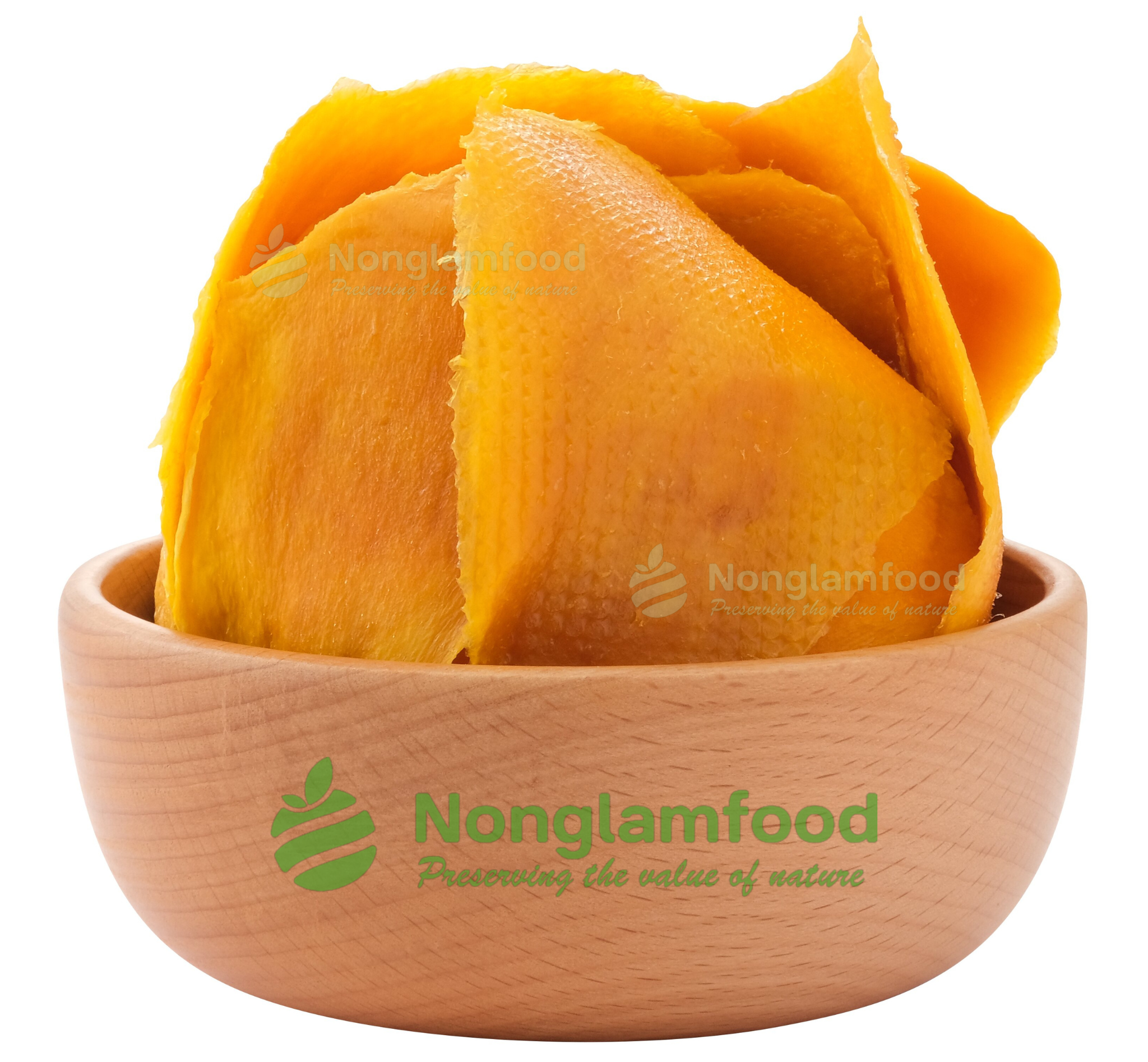 Xoài Sấy Dẻo Nonglamfood trong bát gỗ
