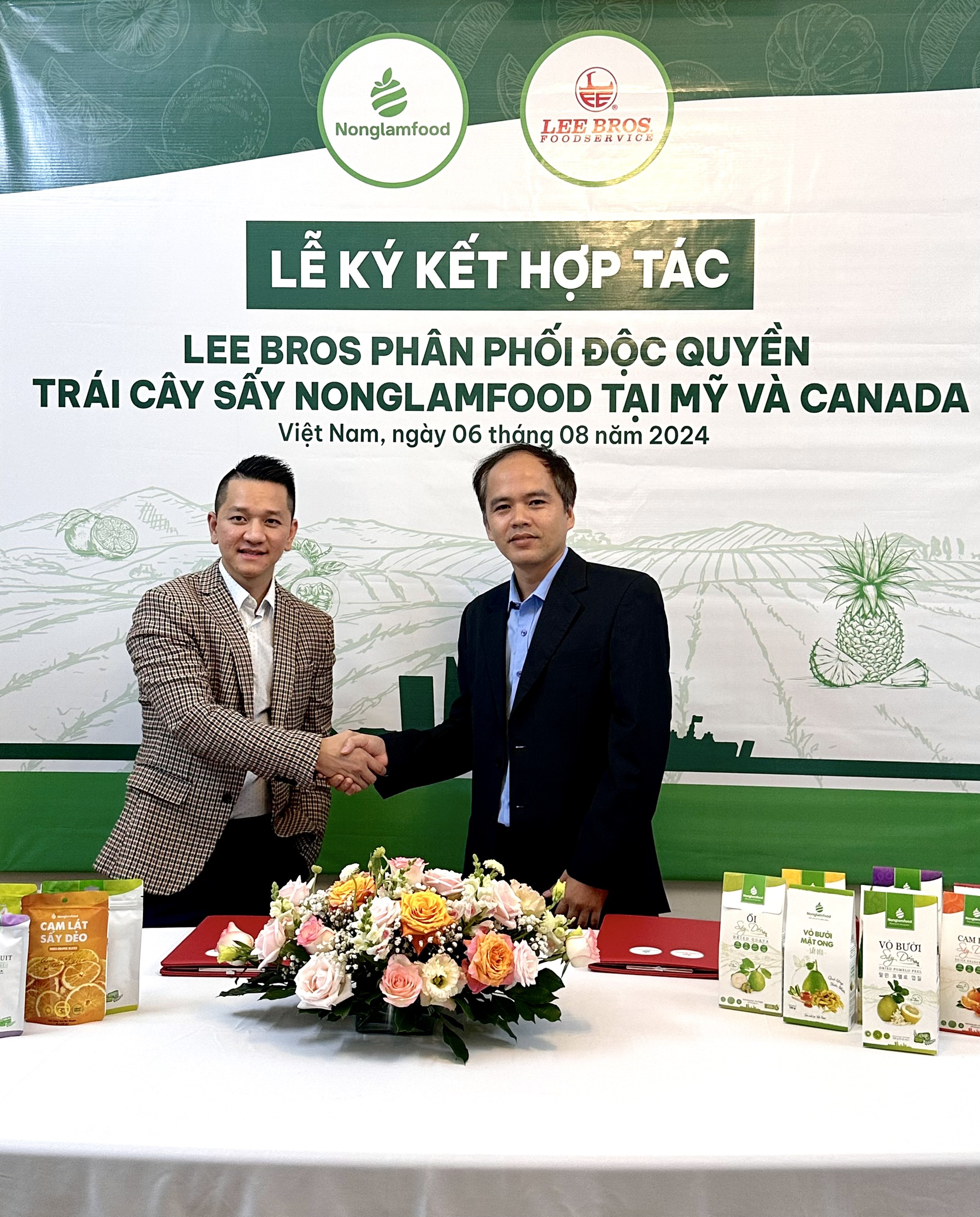 LỄ KÍ KẾT HỢP TÁC GIỮA LEE BROS PHÂN PHỐI ĐỘC QUYỀN TRÁI CÂY SẤY NONGLAMFOOD TẠI MỸ VÀ CANADA